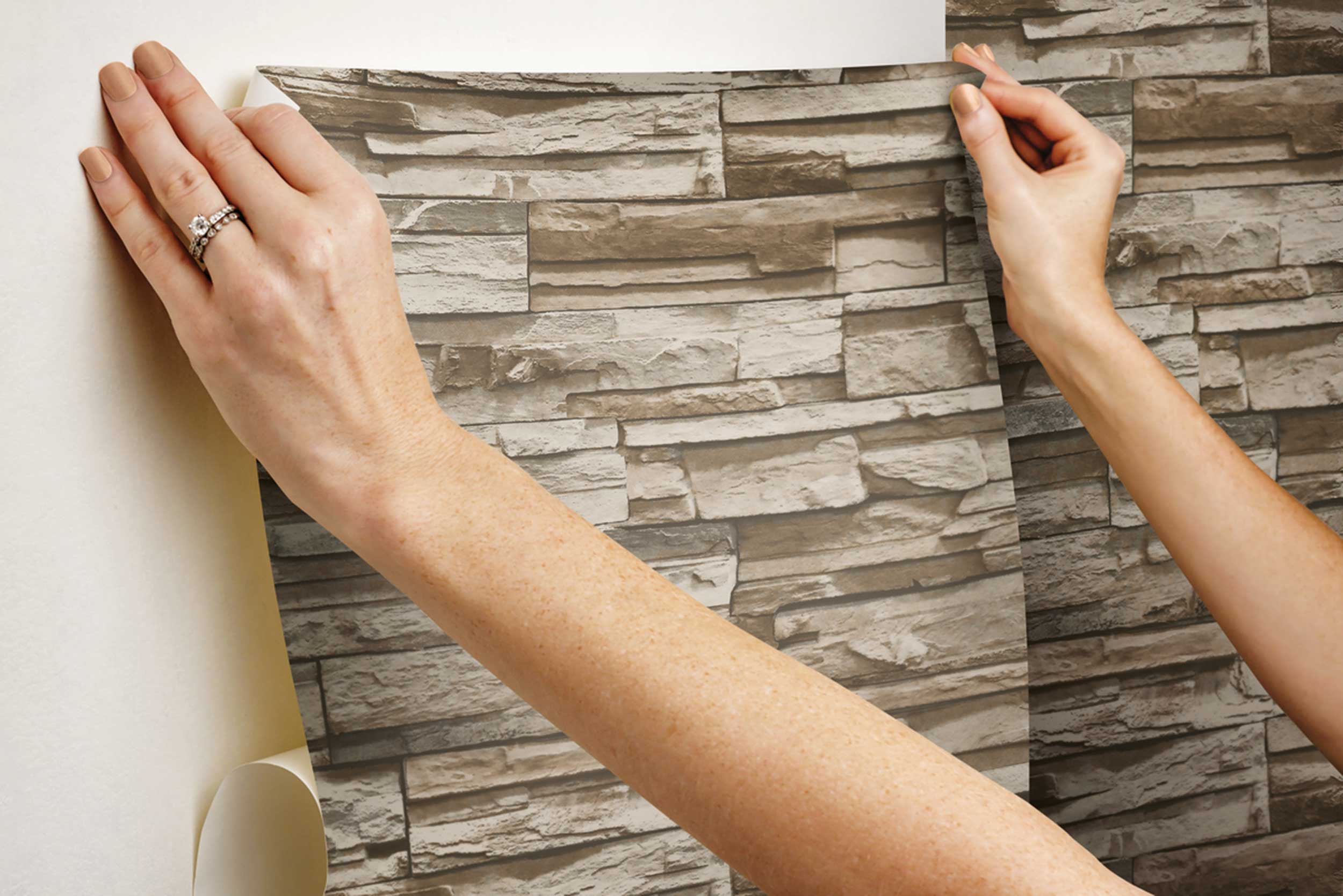 Papier peint adhésif Stacked Stone - brun - Image 4