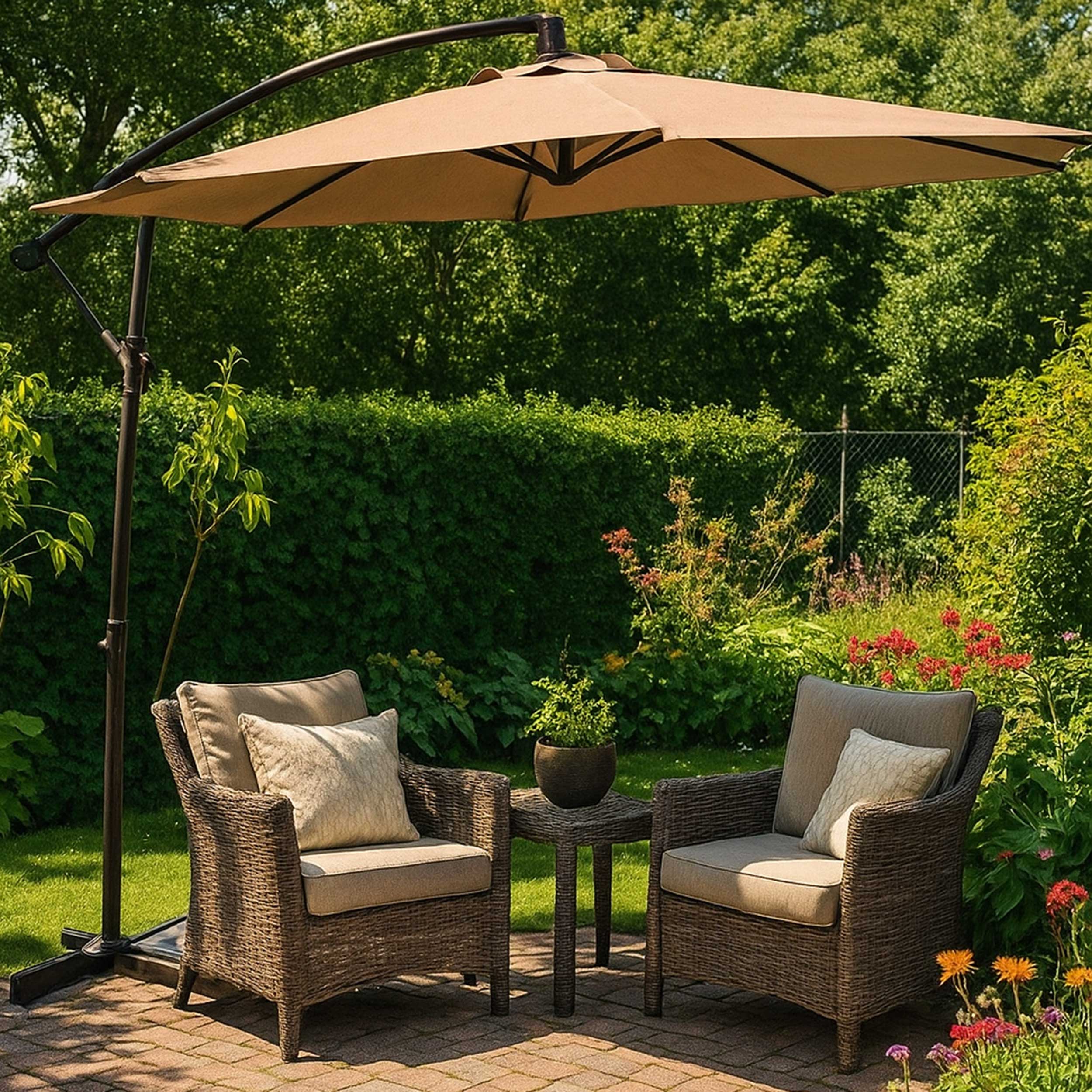 Parasol Menorca Ø300 avec pied croisé – taupe