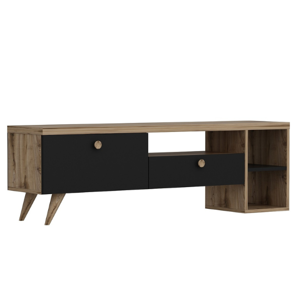 Parion Meuble TV | 100 % MÉLAMINE | Noir, Chêne - Image 6