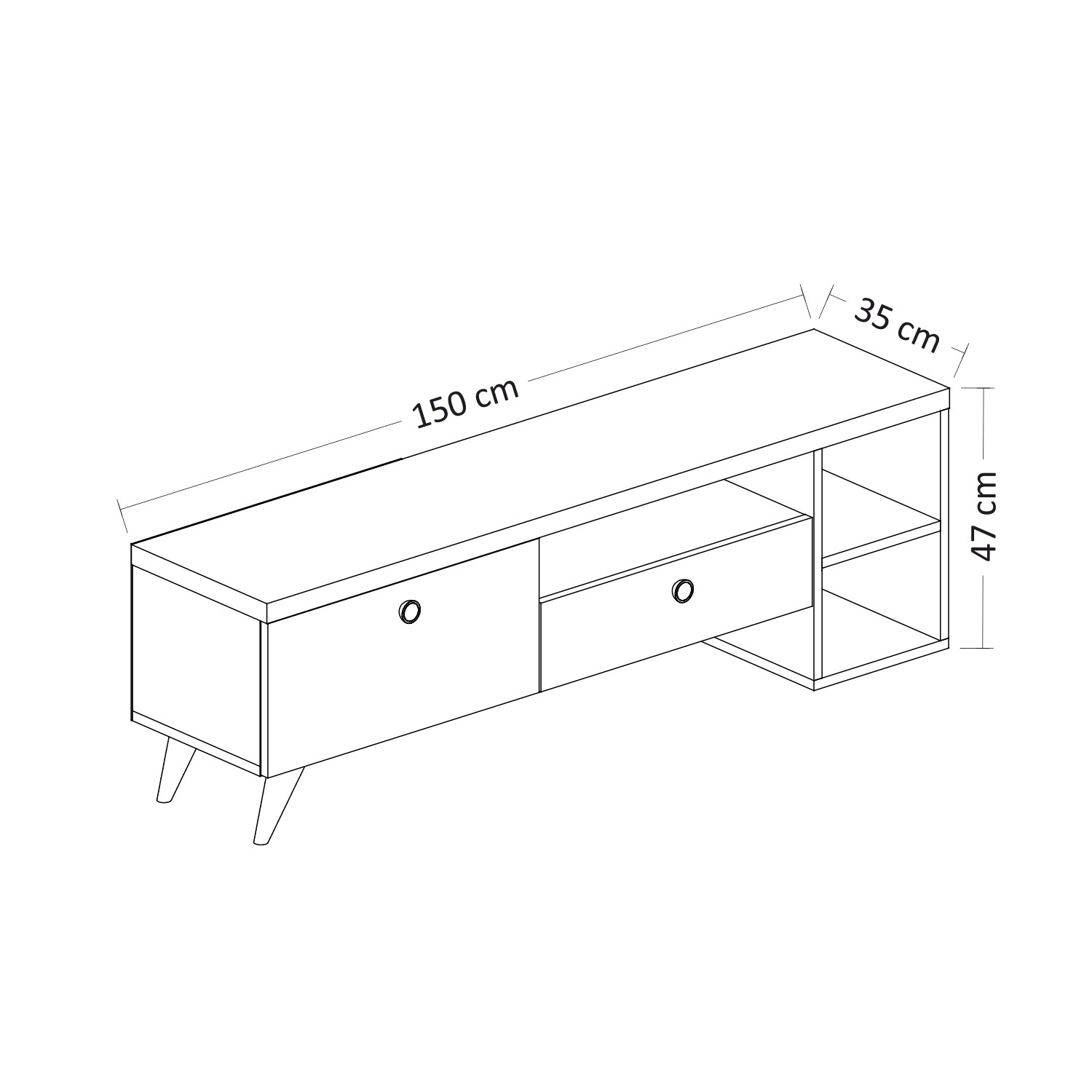 Parion Meuble TV | 100 % MÉLAMINE | Noir, Chêne - Image 7