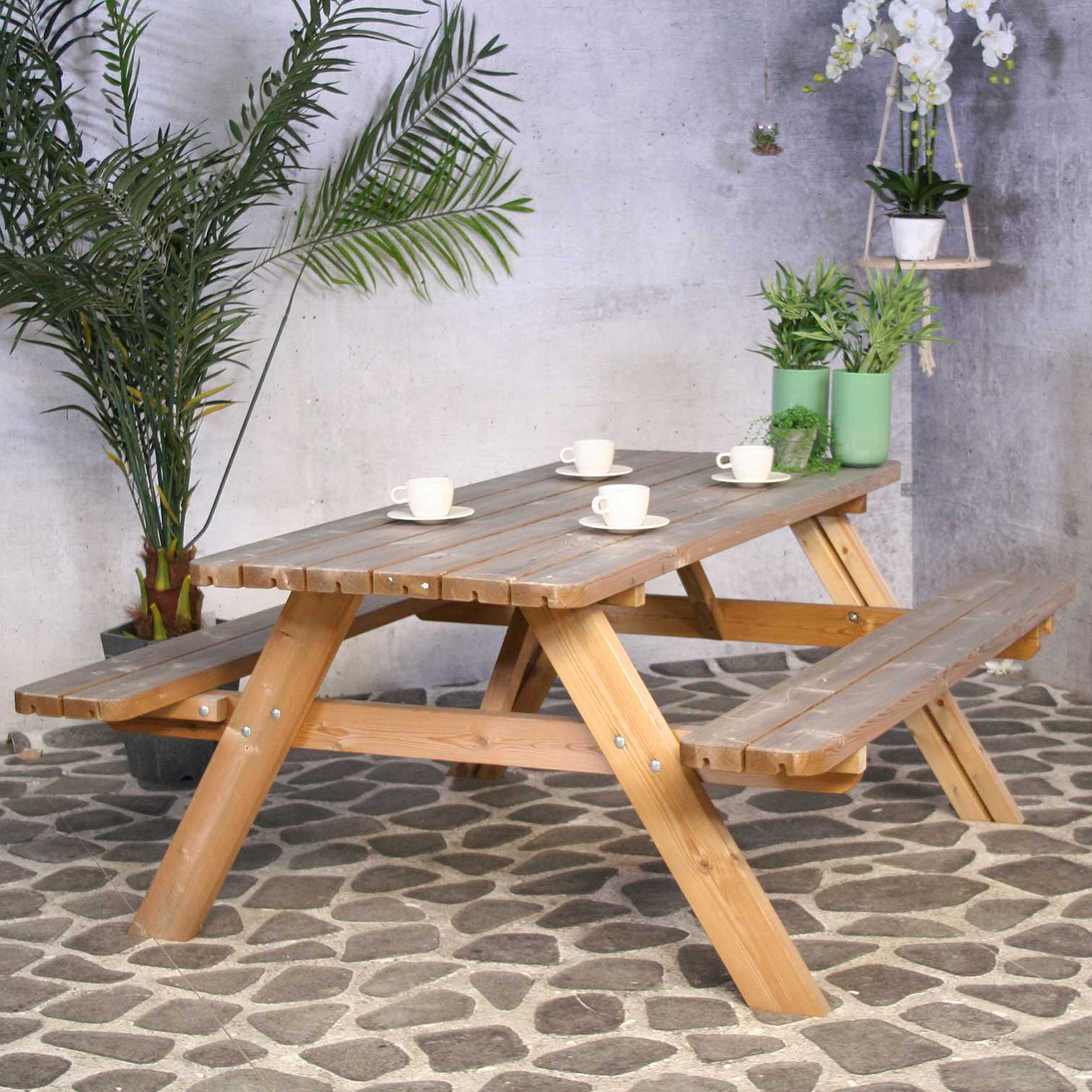 Picknicktafel Oslo – 177x154x77 cm - Grenen