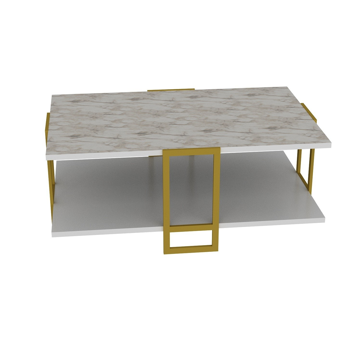 Polka Table basse | 100 % MÉLAMINE | Doré, Blanc - Image 3