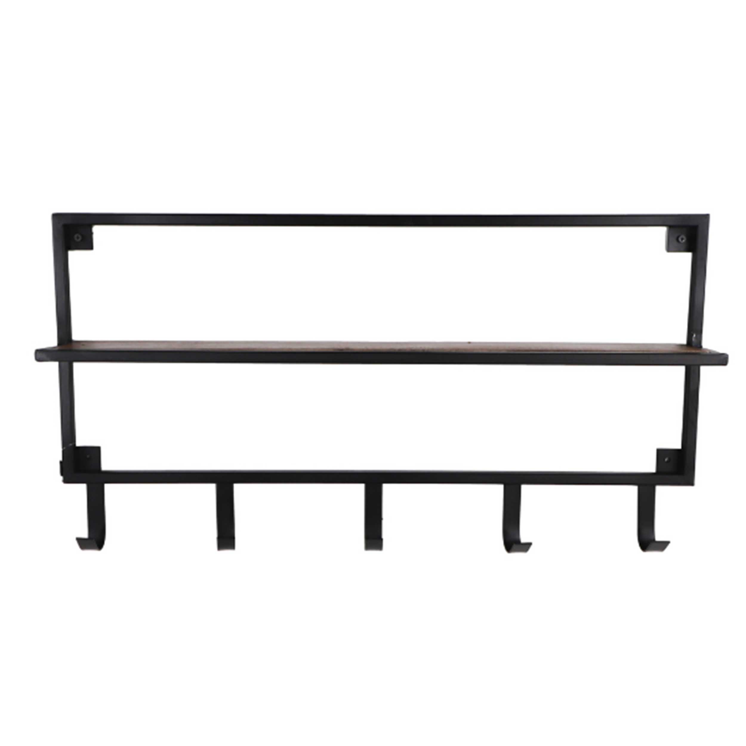 Porte-manteau 5 crochets  - bois de manguier/métal noir - Image 2