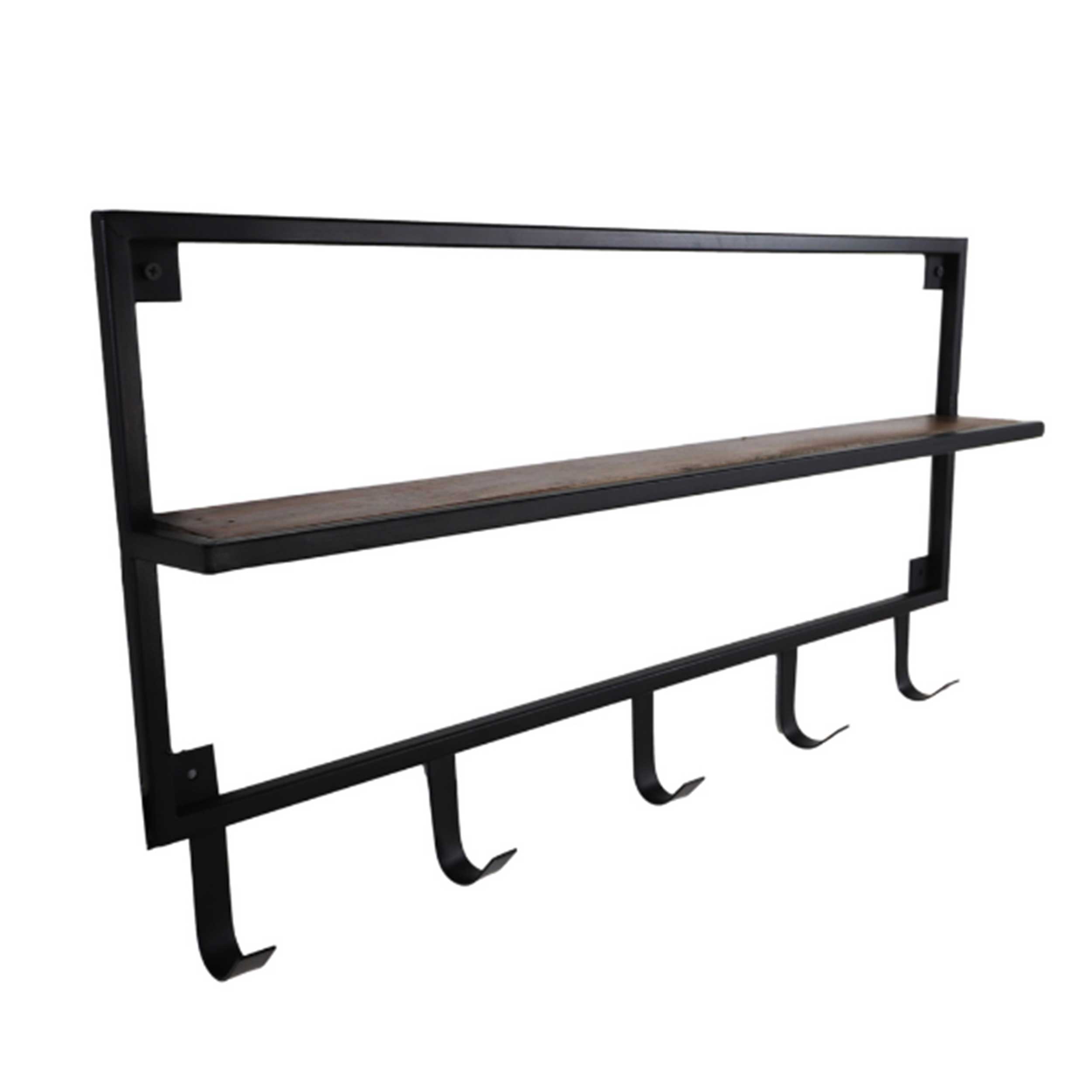 Porte-manteau 5 crochets  - bois de manguier/métal noir - Image 1