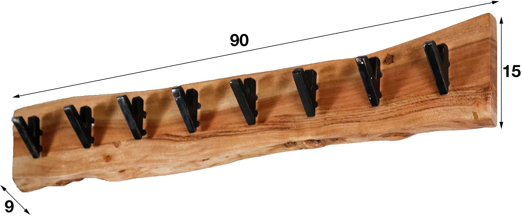 Porte-manteau Avery 8 crochets industriel - acacia - Image 2