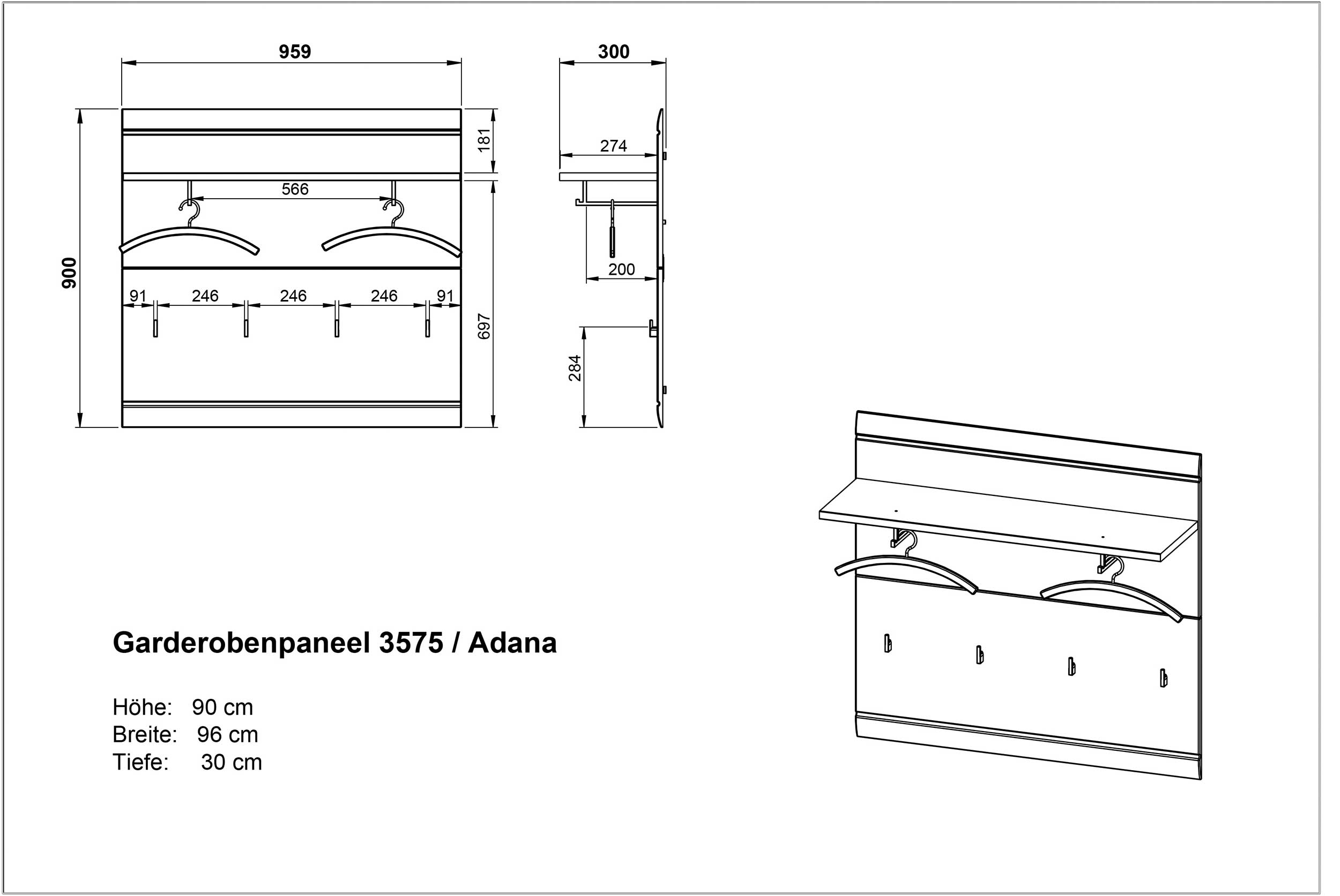 Portemanteau Allan H90 - hêtre - Image 2