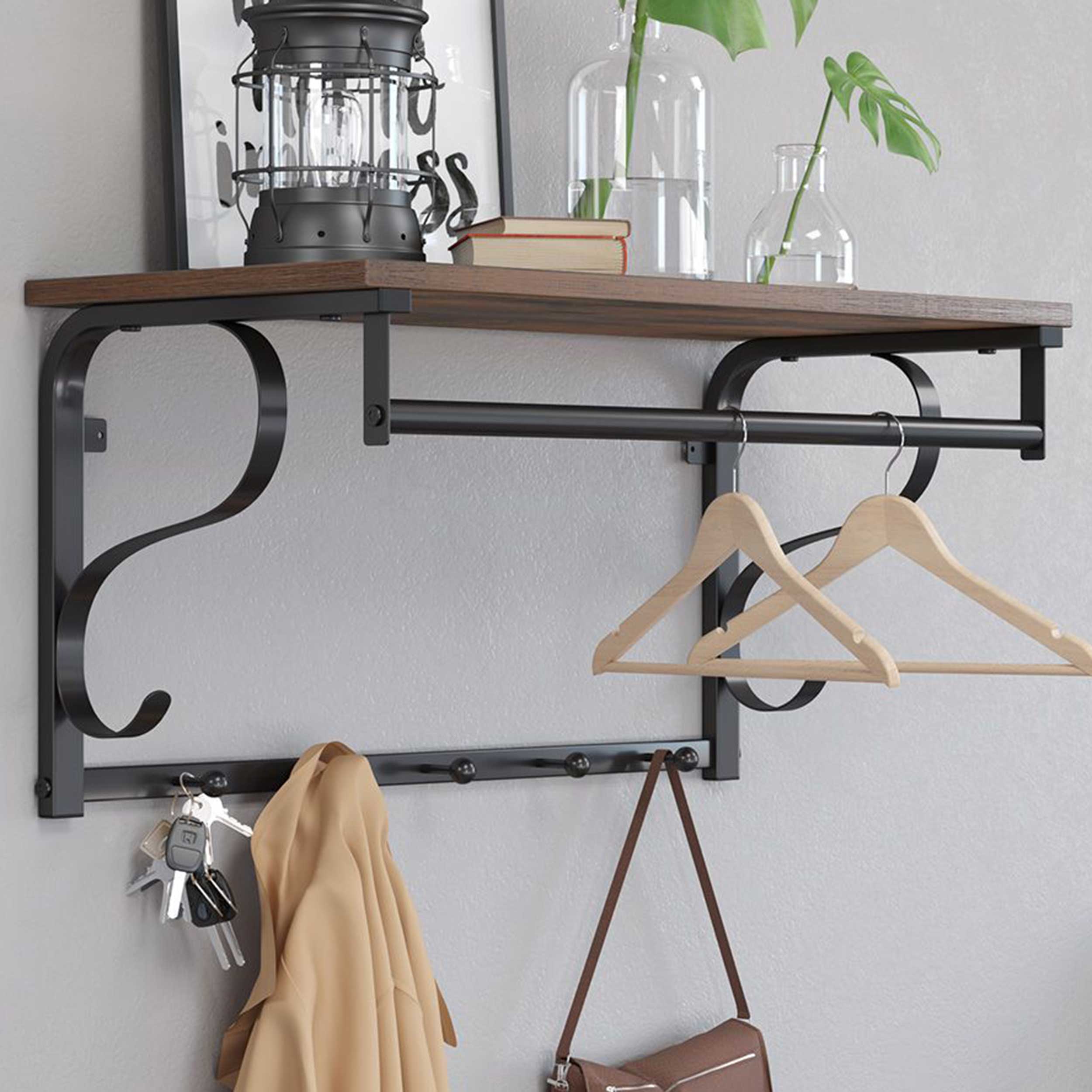 Portemanteau mural Aline - brun/noir - Image 1