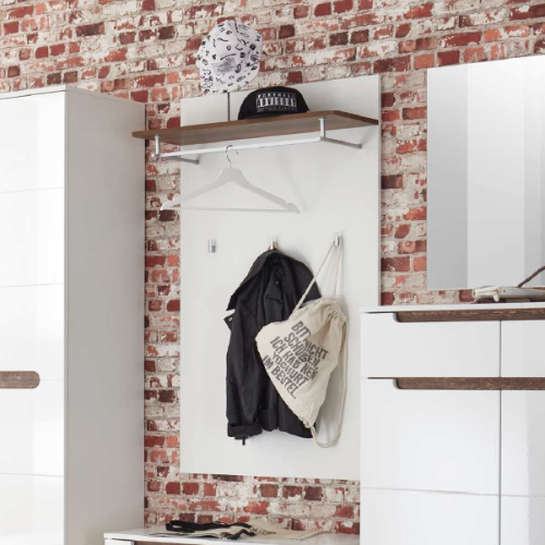 Portemanteau Nuro 3 crochets avec porte-chapeau et tringle - blanc