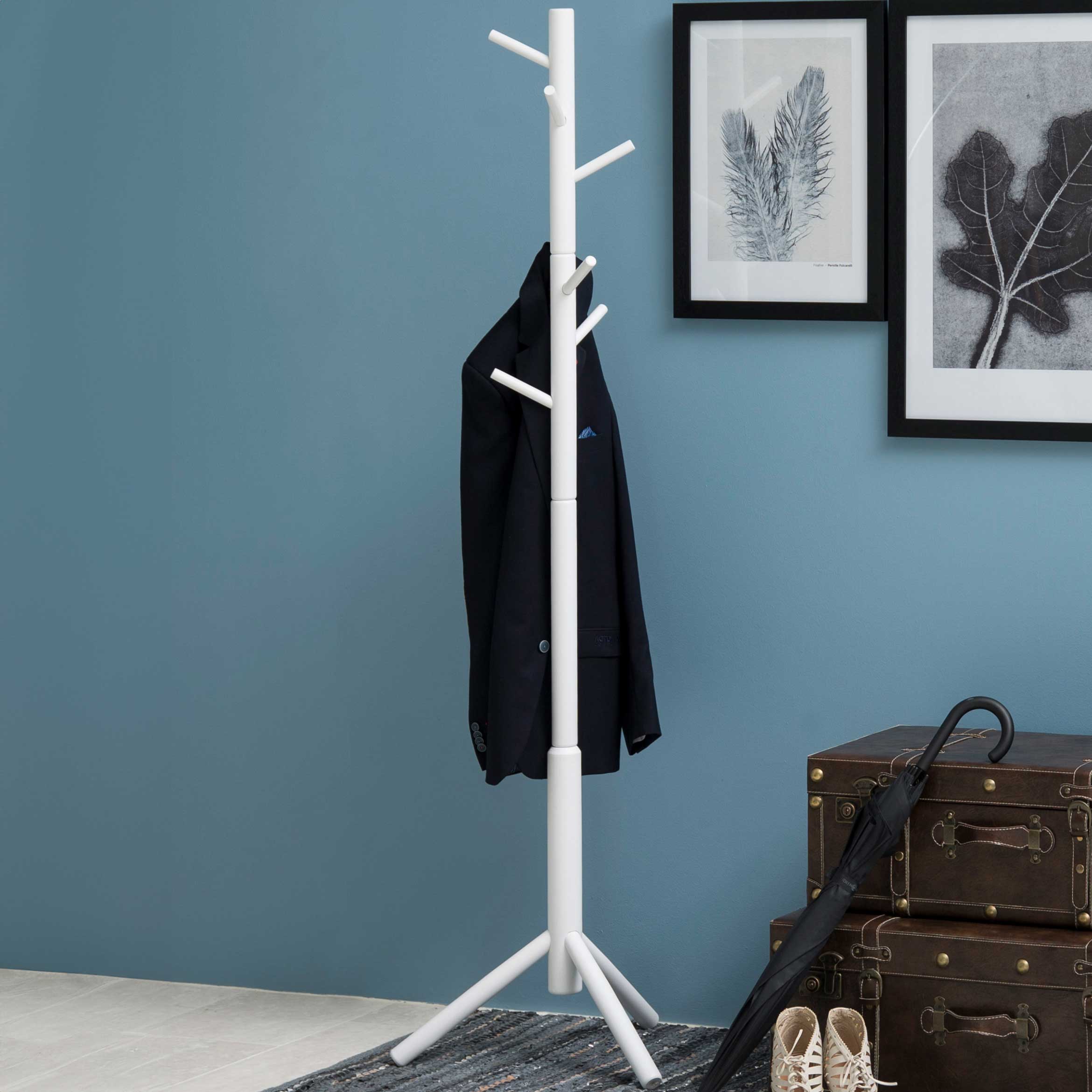 Portemanteau sur pied Hannover - bois lacqué blanc