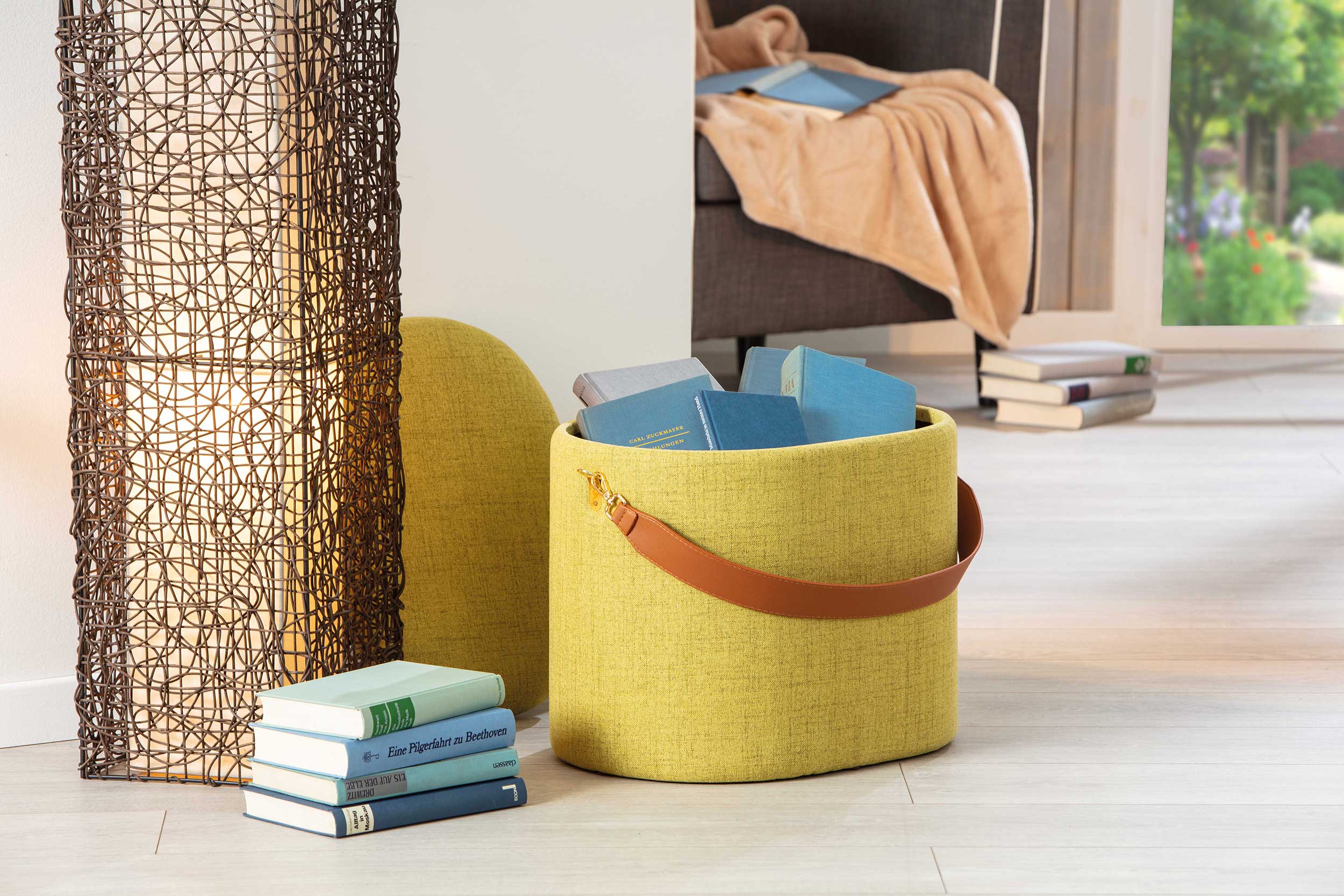 Pouf Dilia avec rangement - vert-jaune - Image 4