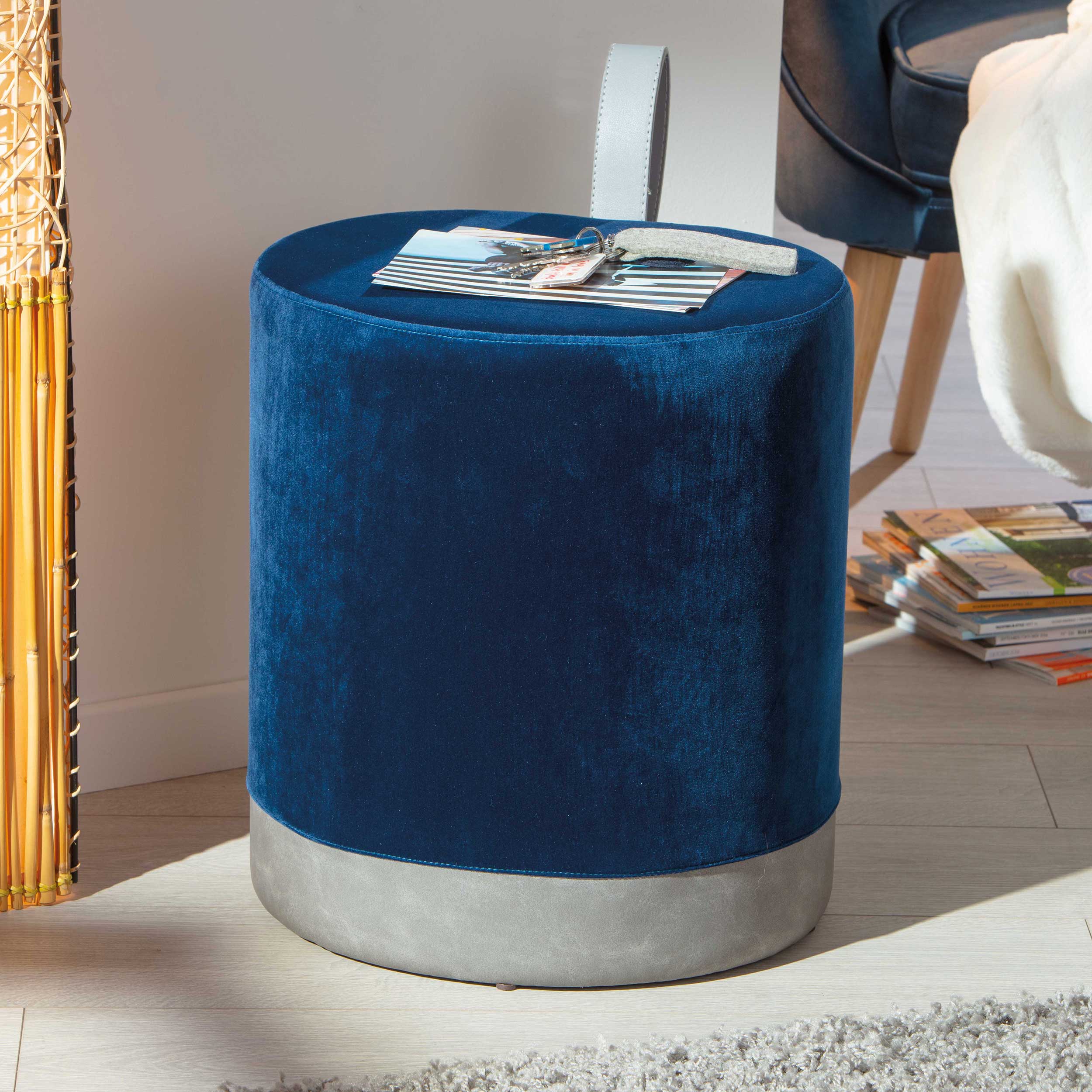 Pouf Osane velours - bleu