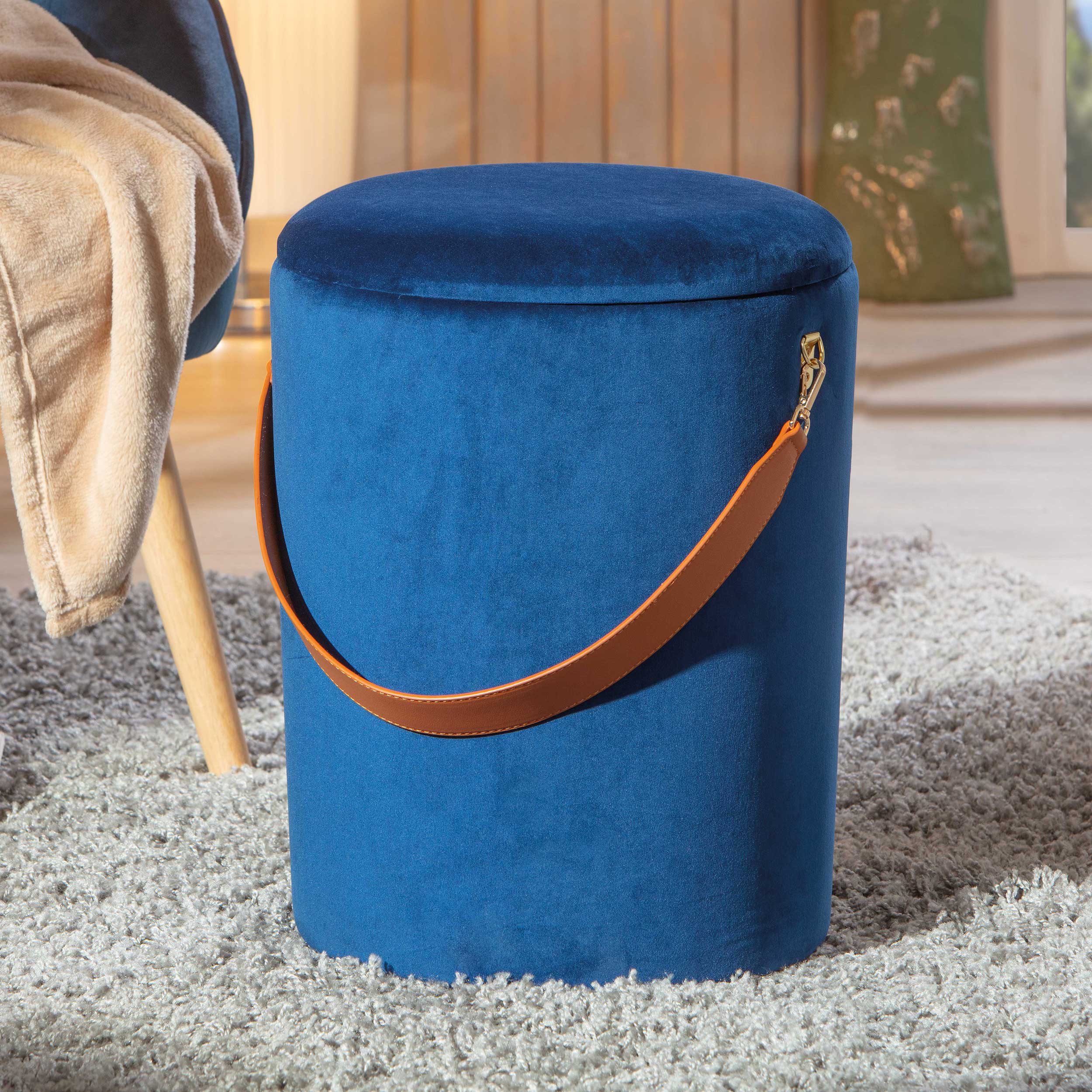 Pouf Papua avec couvercle - bleu