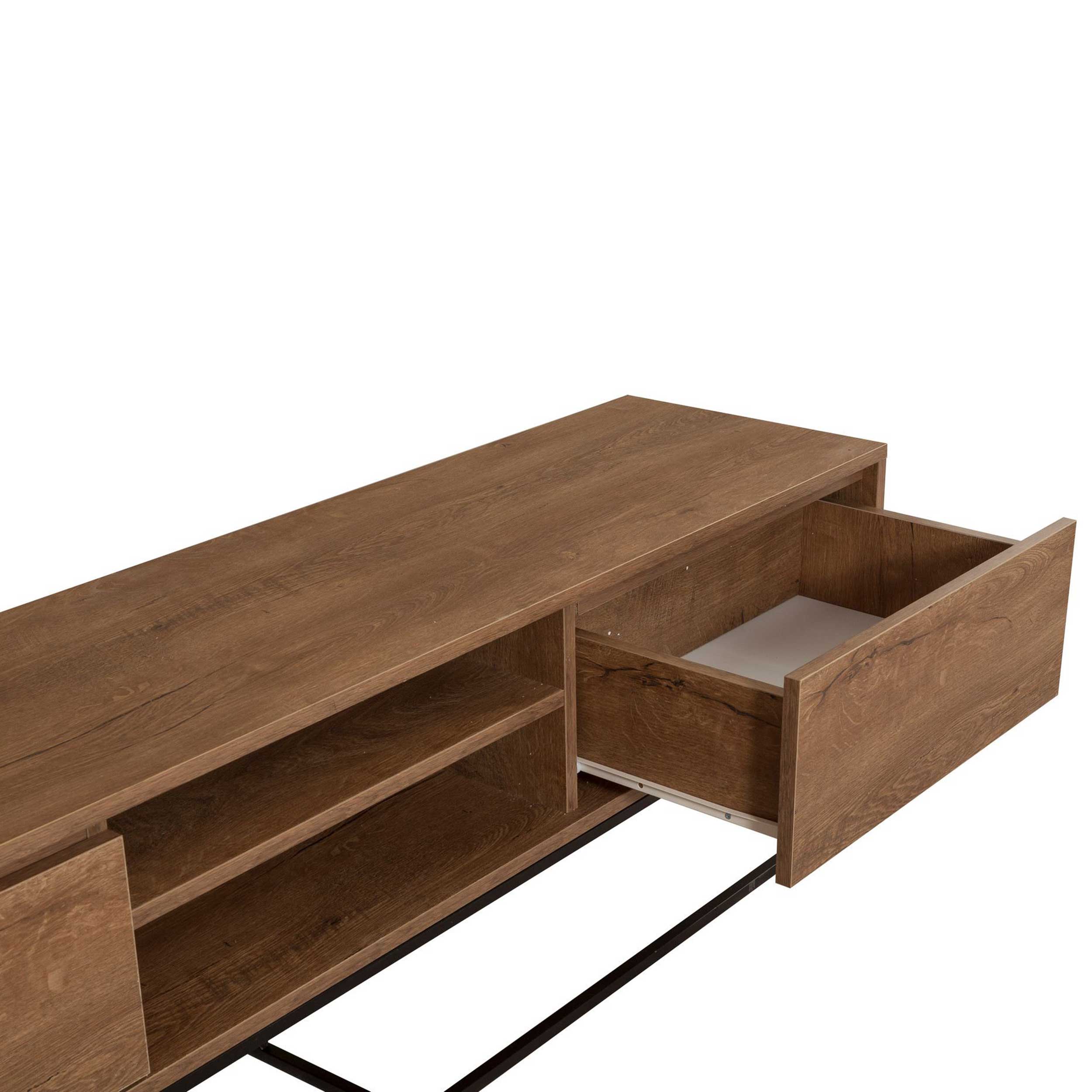 Rodez 180 Meuble TV | 100 % MÉLAMINE | Noyer, Noir - Image 2