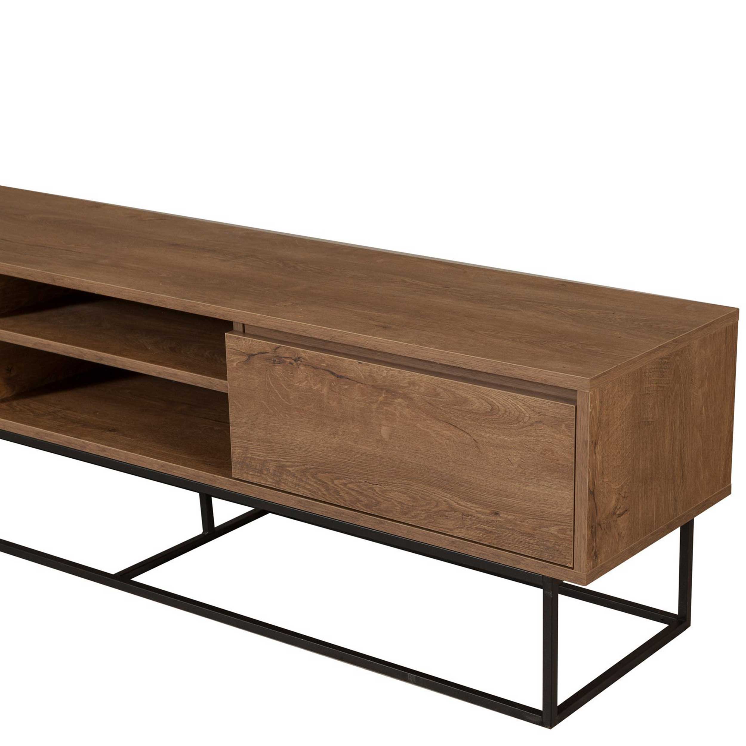 Rodez 180 Meuble TV | 100 % MÉLAMINE | Noyer, Noir - Image 3