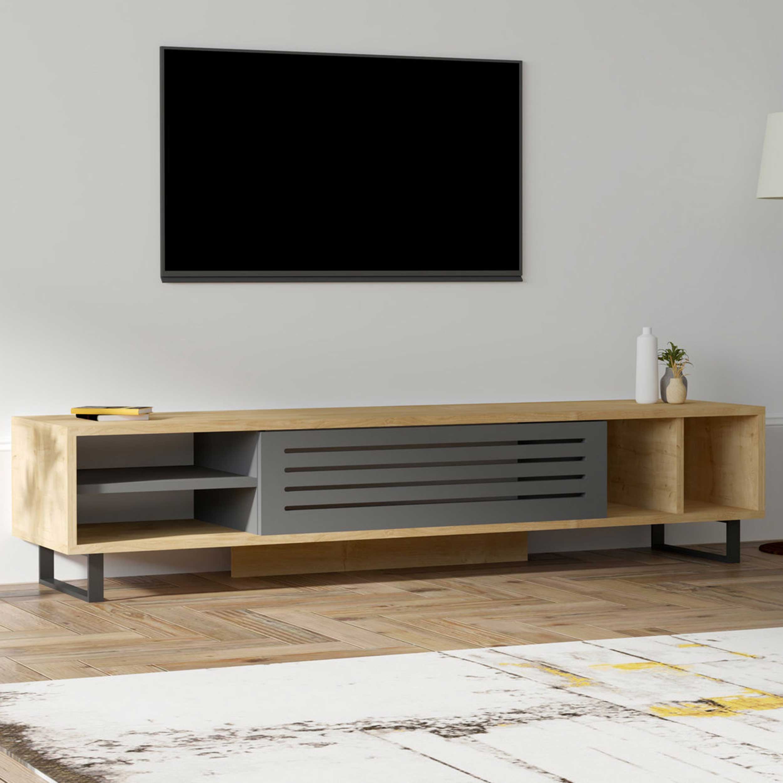 Safir Meuble TV | 100 % MÉLAMINE | Saphir, Anthracite