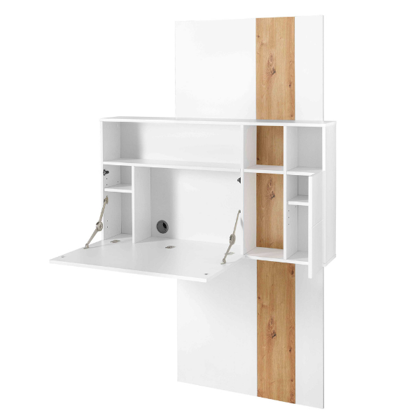 Secretaire Inovo 120cm 1 porte - blanc/chêne - Image 6