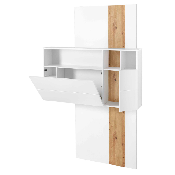 Secretaire Inovo 120cm 1 porte - blanc/chêne - Image 8