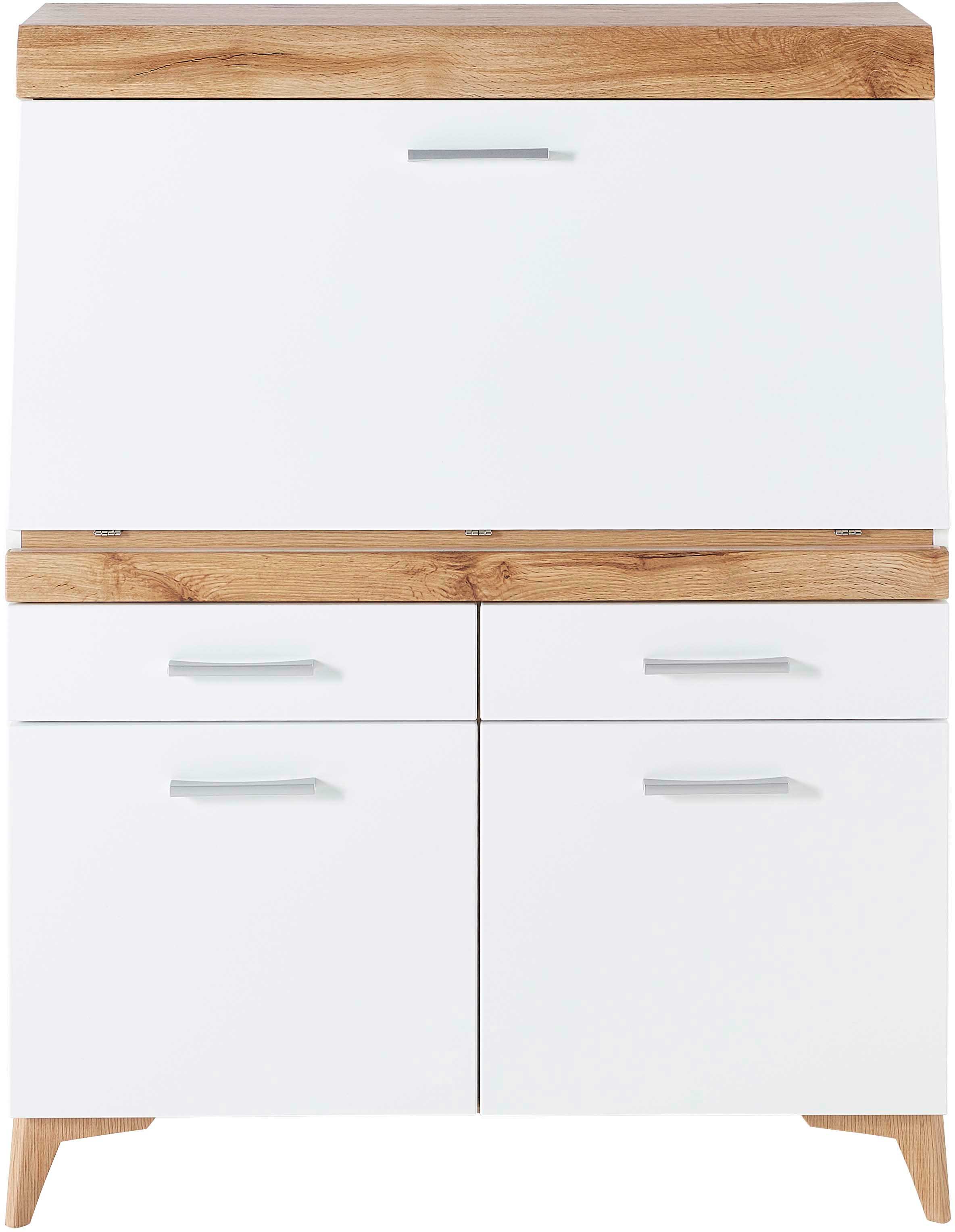 Secrétaire Vanya avec 3 portes & 2 tiroirs - blanc/chêne - Image 2