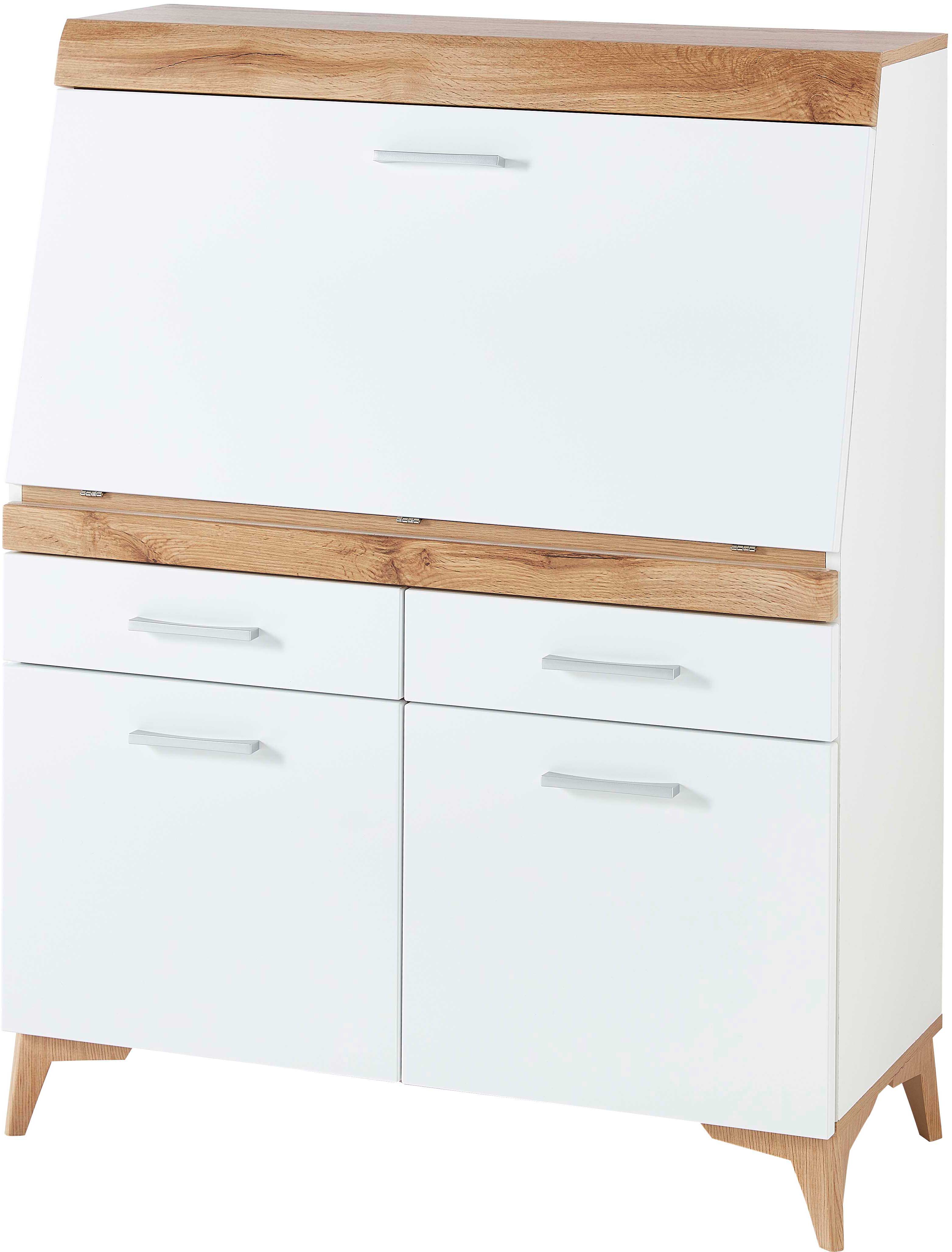 Secrétaire Vanya avec 3 portes & 2 tiroirs - blanc/chêne - Image 9