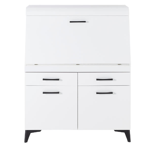 Secrétaire Vanya avec 3 portes & 2 tiroirs - blanc/noir - Image 8