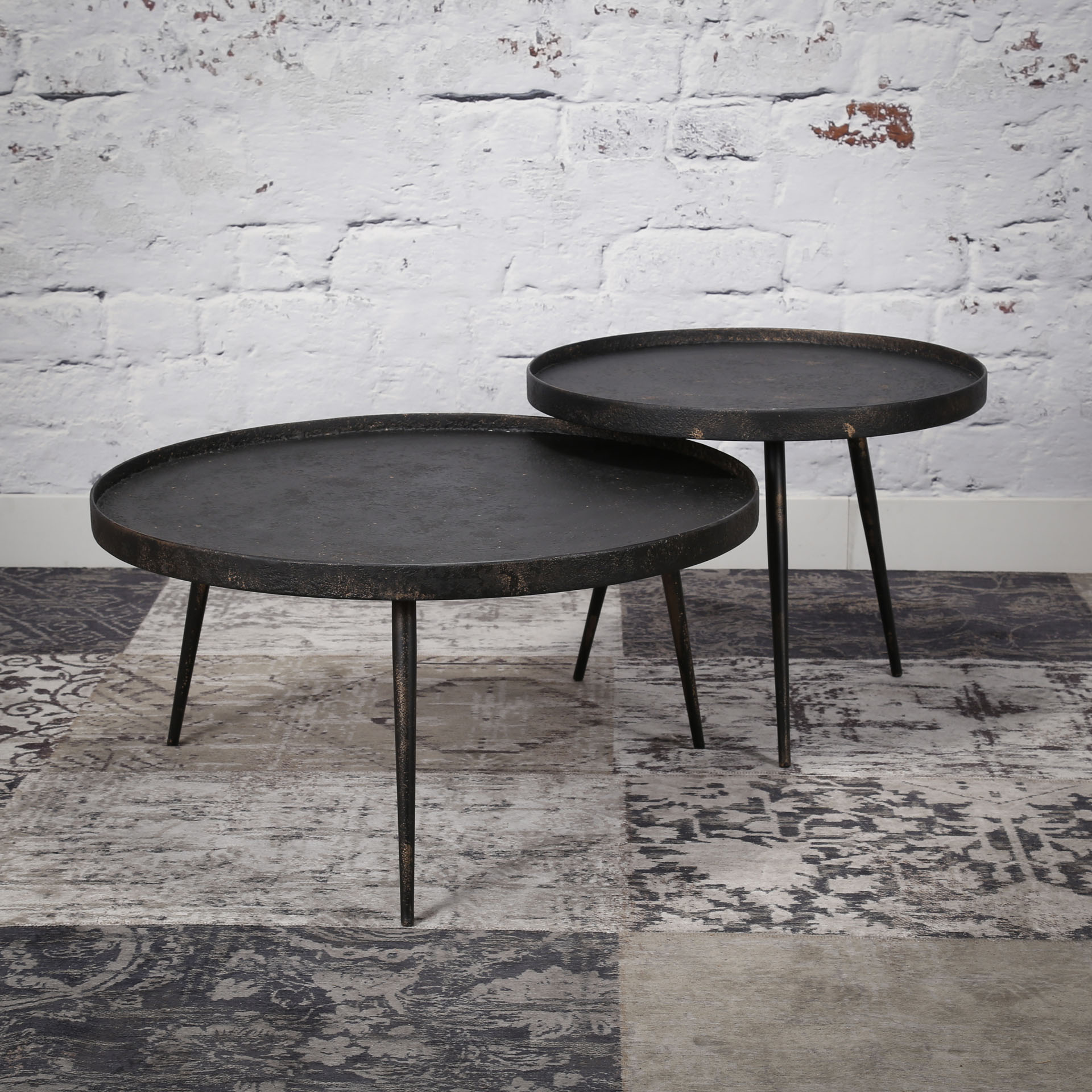 Set de 2 tables basses Lima ø76 industriel - gris - Image 3