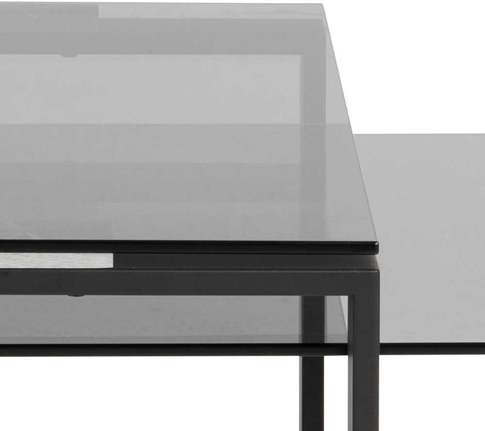 Set de 2 tables basses Nicola avec plateaux en verre - noir - Image 6