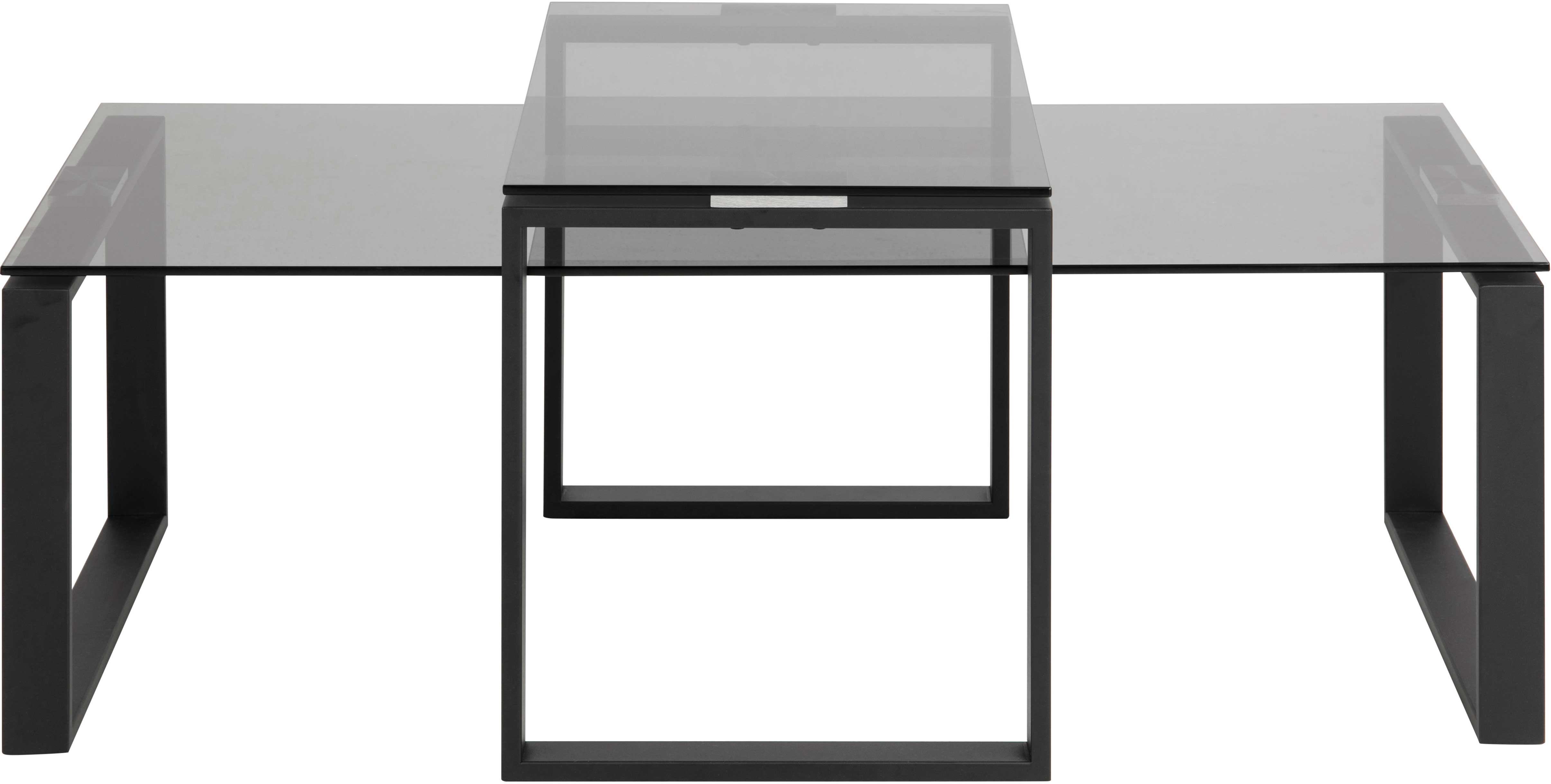 Set de 2 tables basses Nicola avec plateaux en verre - noir - Image 8