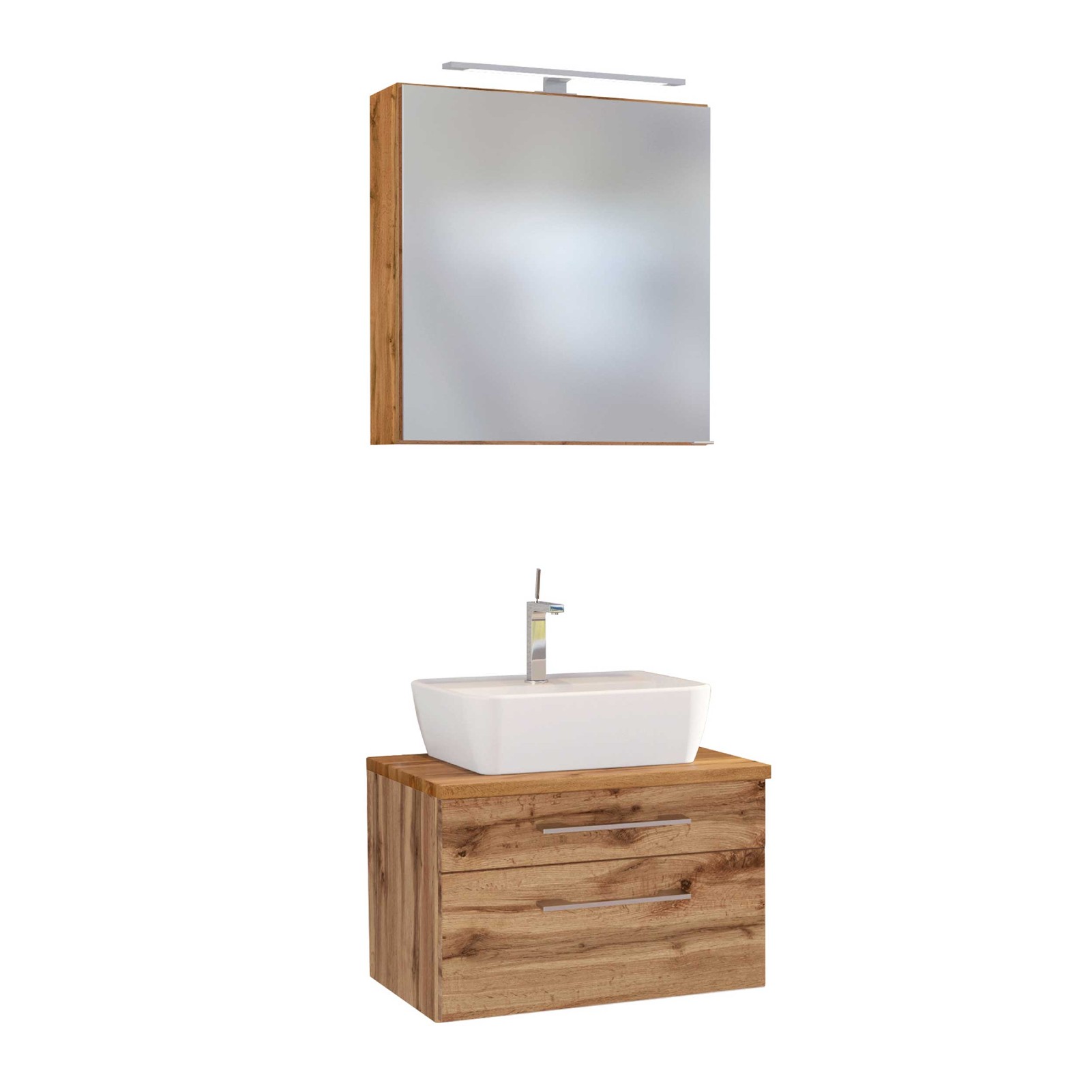 Set meuble lavabo & armoire de toilette Dasa 60cm - chêne wotan