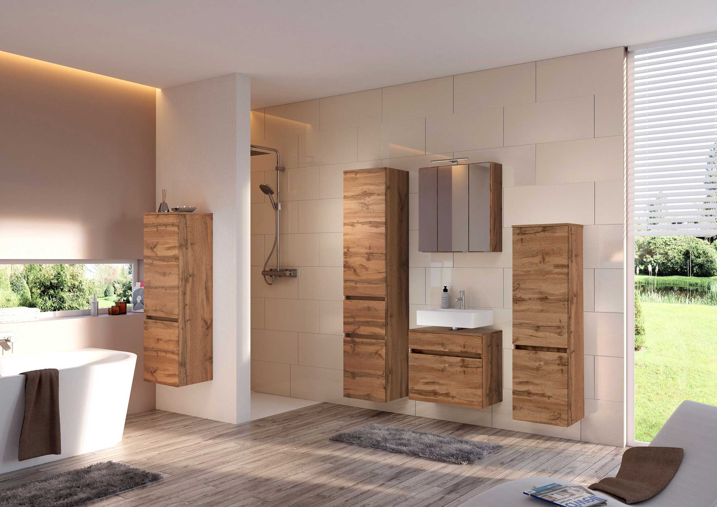 Set meuble lavabo Brama 100cm - chêne wotan - Image 2