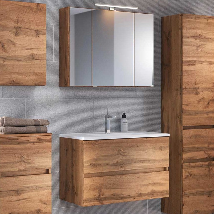 Set meuble lavabo Brama 100cm - chêne wotan