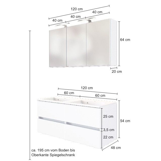 Set meuble lavabo Brama 120cm - blanc - Image 2