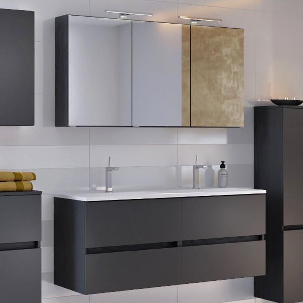 Set meuble lavabo Brama 120cm - graphite/gris mat - Image 1