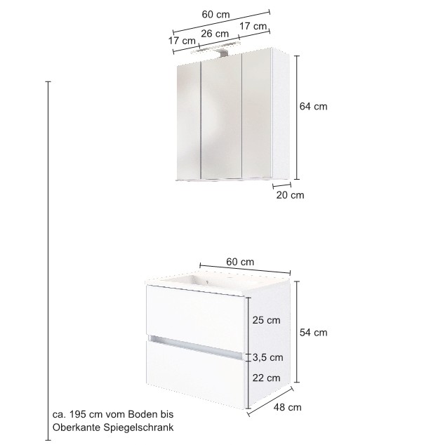 Set meuble lavabo Brama 60cm - chêne wotan - Image 3