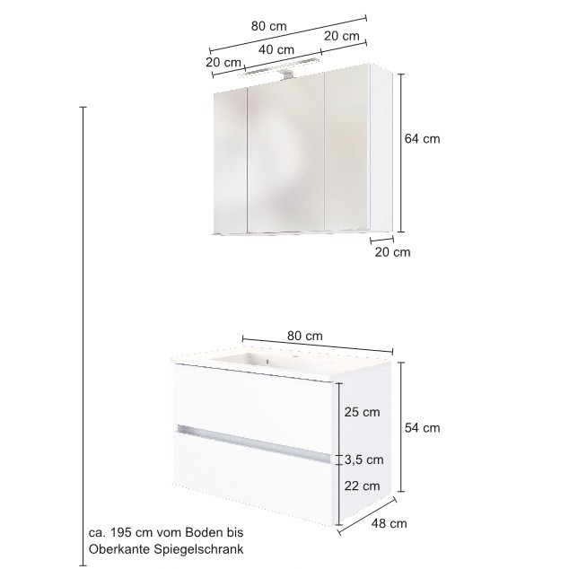 Set meuble lavabo Brama 80cm - chêne wotan - Image 5