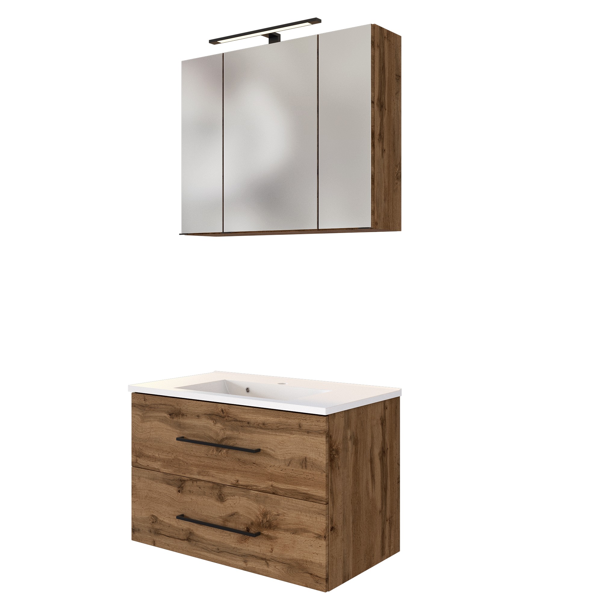 Set meuble lavabo Dusan 80cm - chêne wotan