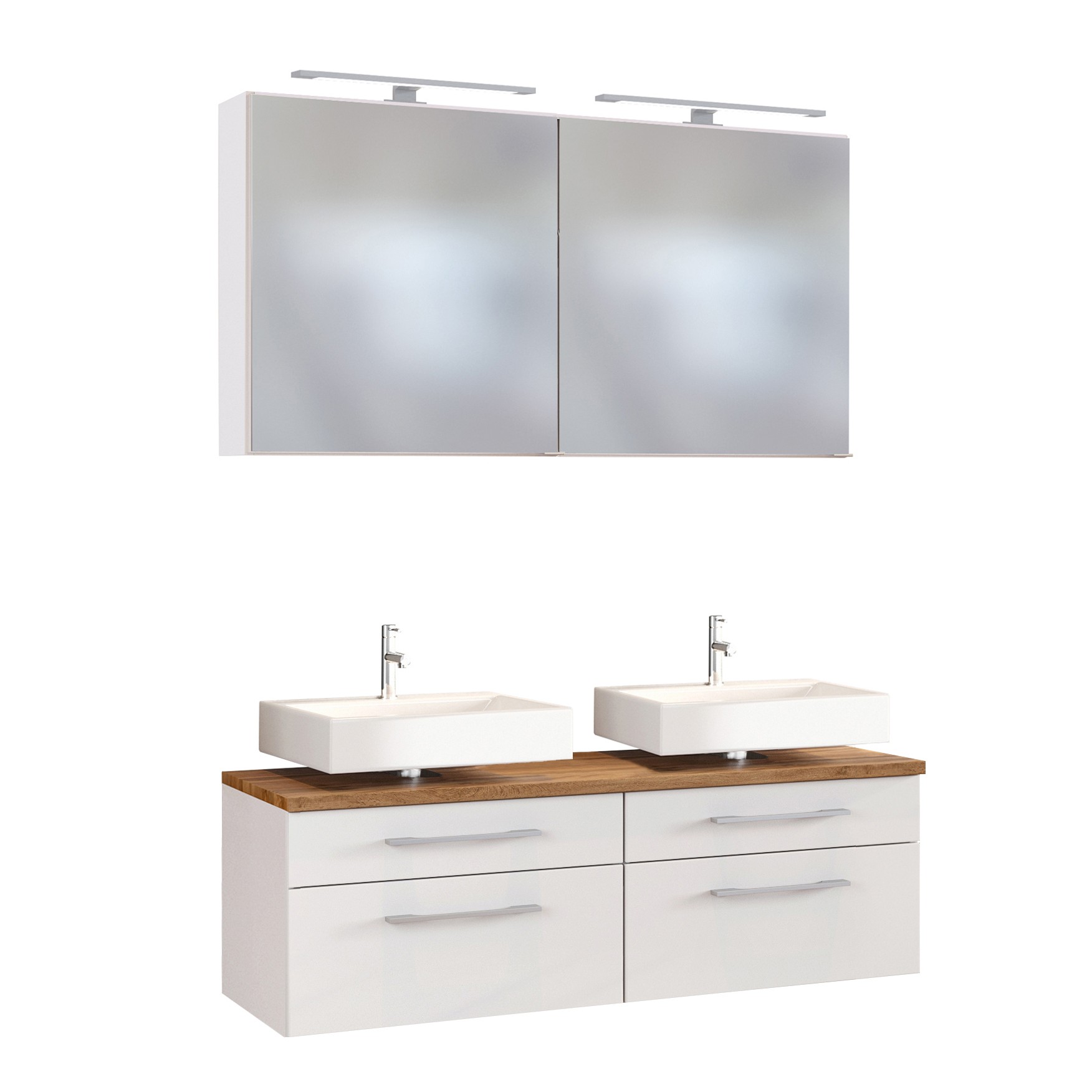 Set meuble sous-lavabo double Dasa 120cm 4 tiroirs - blanc