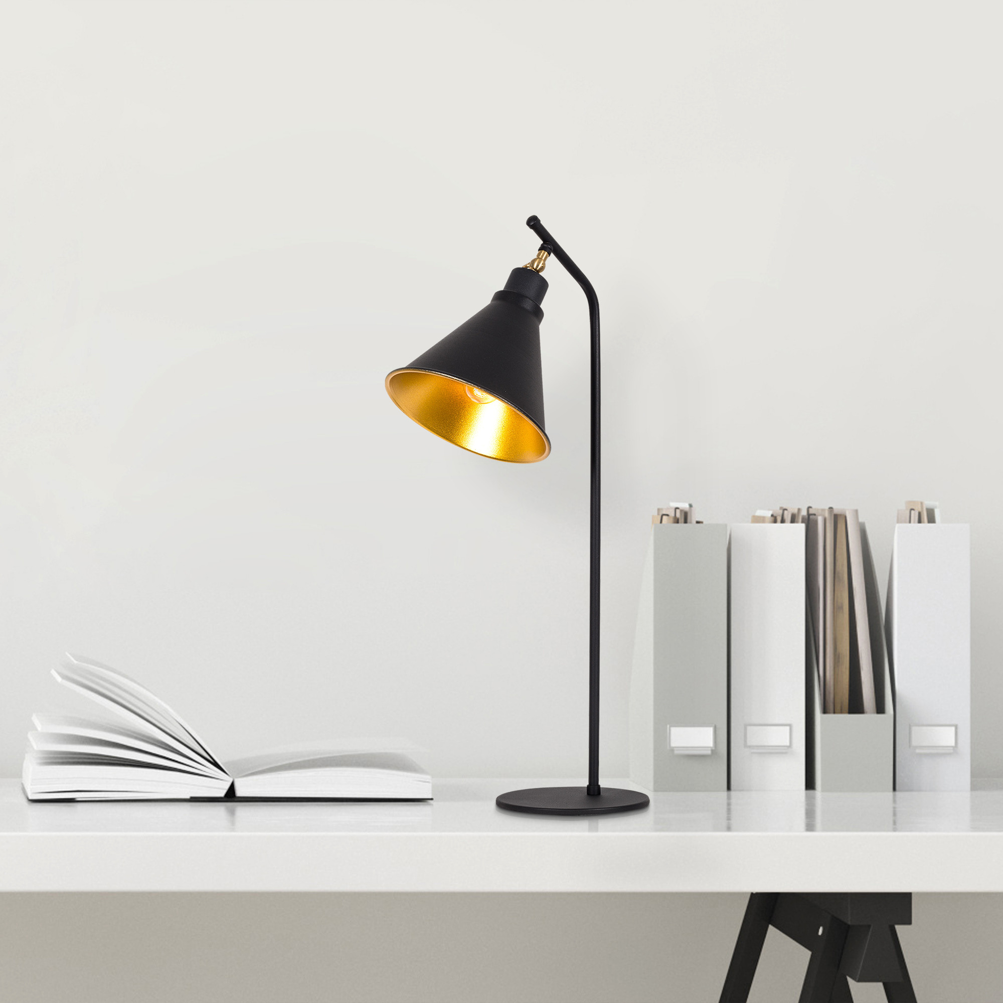 Sivani Lampe de table | CORPS EN MÉTAL | Noir, Or - Image 8