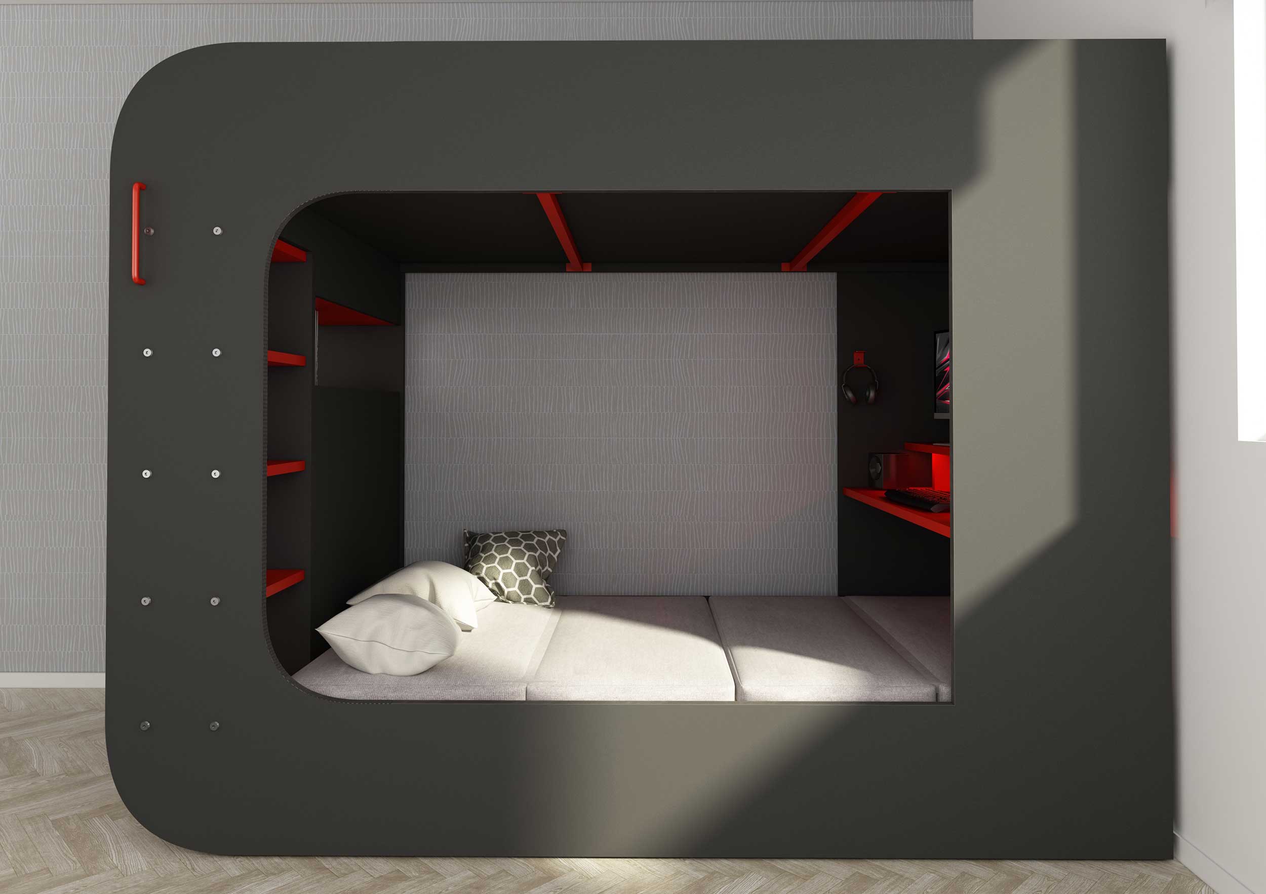 Sommier pliant avec coussin d'assise pour lit mezzanine Graham 120x200cm - Image 2