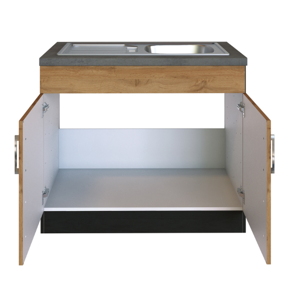 Sous-évier Sorrella 100cm 2 portes - chêne/graphite - Image 10