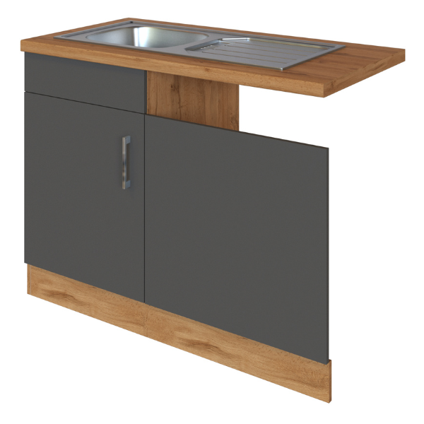 Sous-évier Sorrella 110cm pour lave-vaisselle 1 porte - anthracite/chêne - Image 12