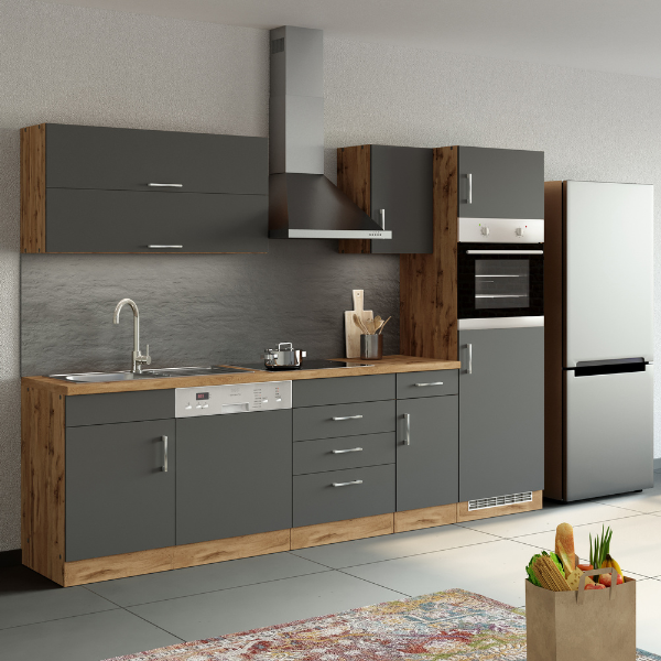 Sous-évier Sorrella 110cm pour lave-vaisselle 1 porte - anthracite/chêne - Image 4