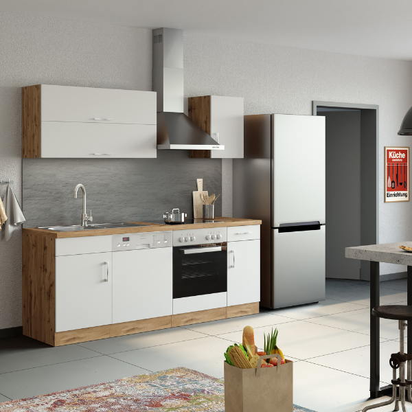 Sous-évier Sorrella 110cm pour lave-vaisselle 1 porte - blanc/chêne - Image 5