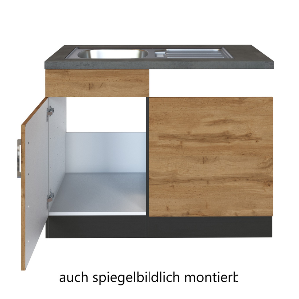 Sous-évier Sorrella 110cm pour lave-vaisselle 1 porte - chêne/graphite - Image 9