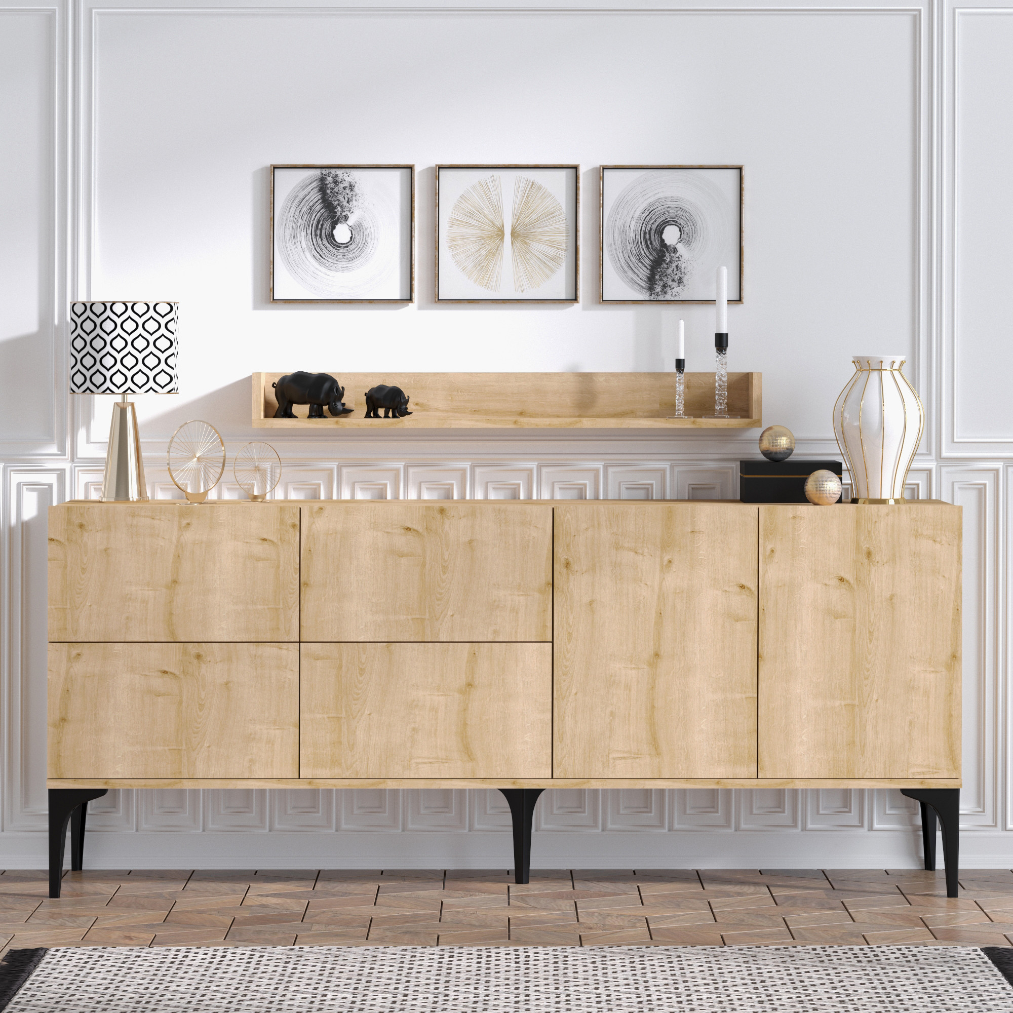 Stella Console | 100 % MÉLAMINE | Chêne saphir