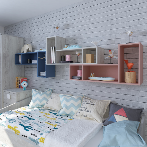 Support mural Bo0 98x24 cm avec 3 compartiments - blanc - Image 3