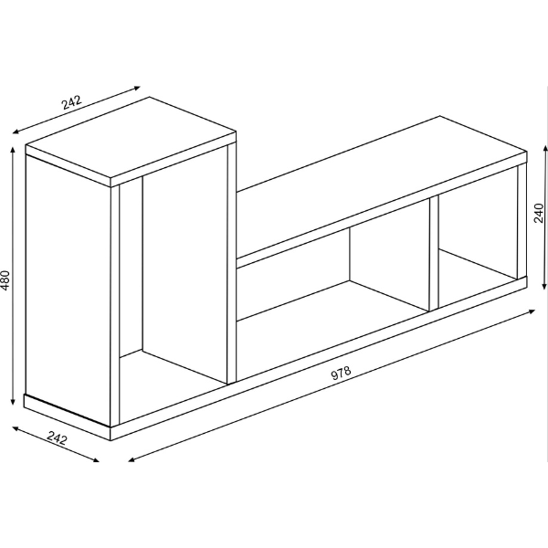 Support mural Bo0 98x24 cm avec 3 compartiments - blanc - Image 5