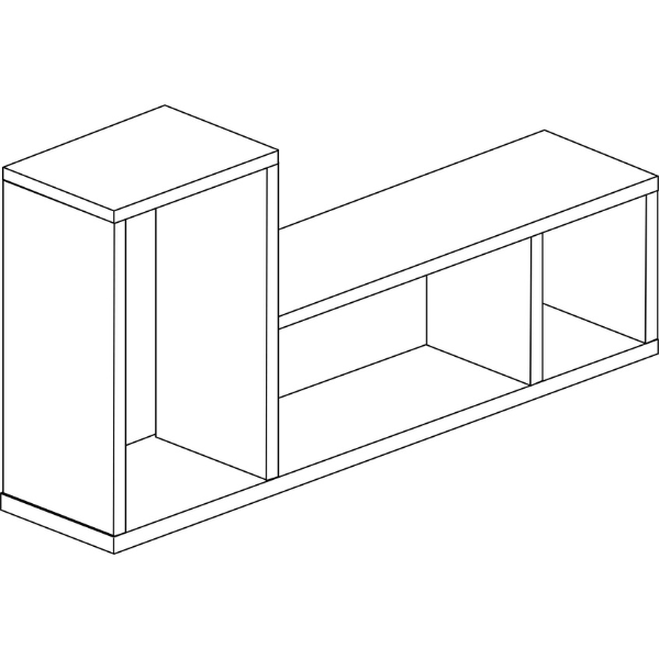 Support mural Bo0 98x24 cm avec 3 compartiments - pin - Image 2