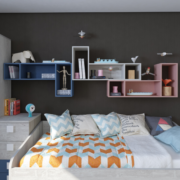 Support mural Bo0 98x24 cm avec 3 compartiments - pin - Image 6