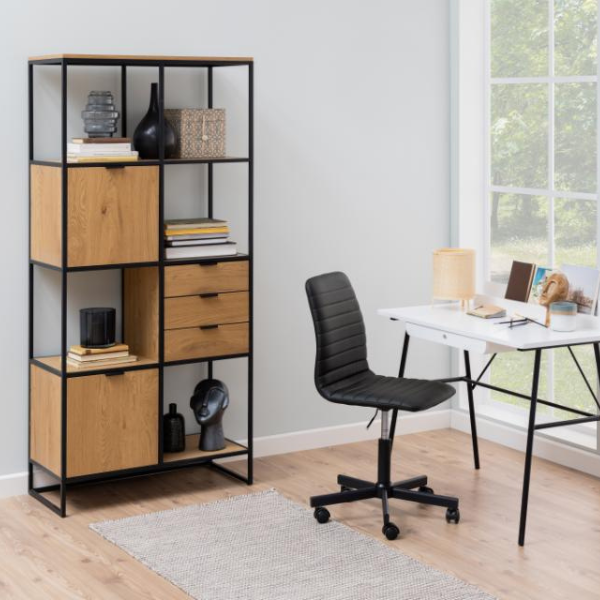 Support mural Swindon 183 cm 4 étagères - chêne/noir - Image 2
