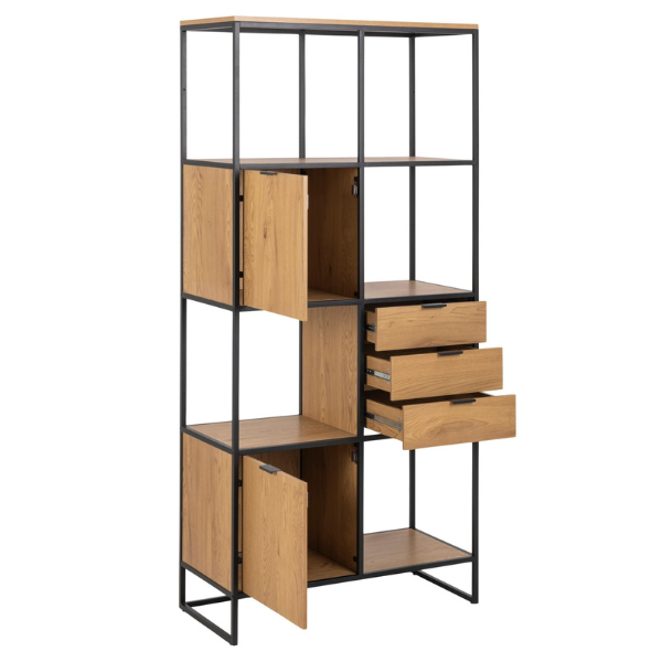 Support mural Swindon 183 cm 4 étagères - chêne/noir - Image 7